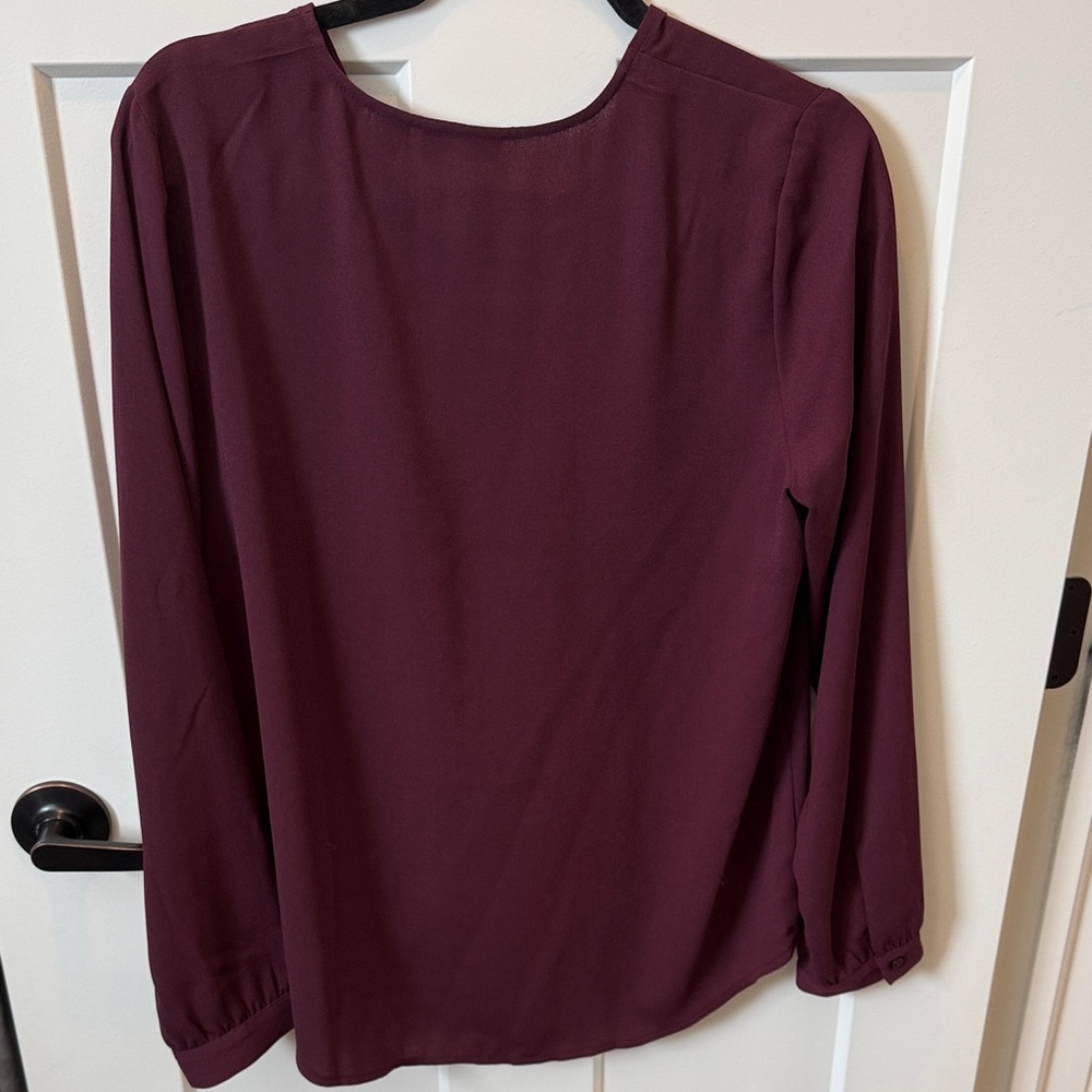 Halogen Deep Wine Wrap Blouse - Picture 2 of 4
